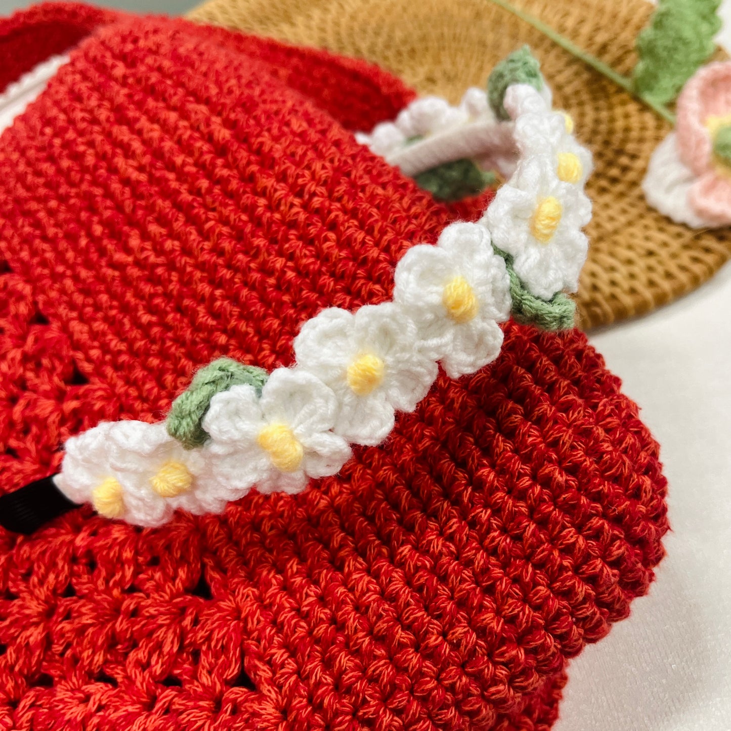 Headband Made From Handmade Crochet Yarn Wool