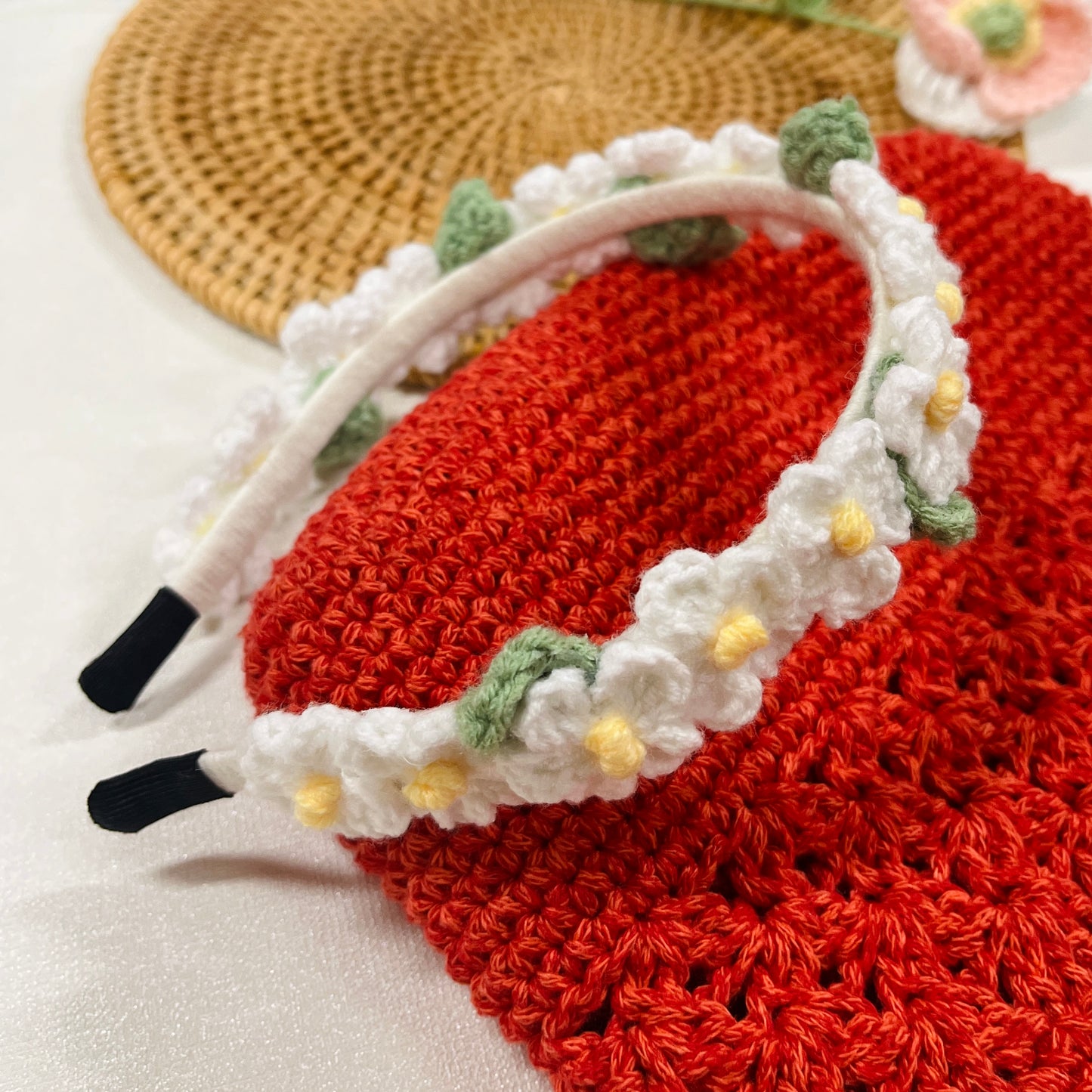 Headband Made From Handmade Crochet Yarn Wool