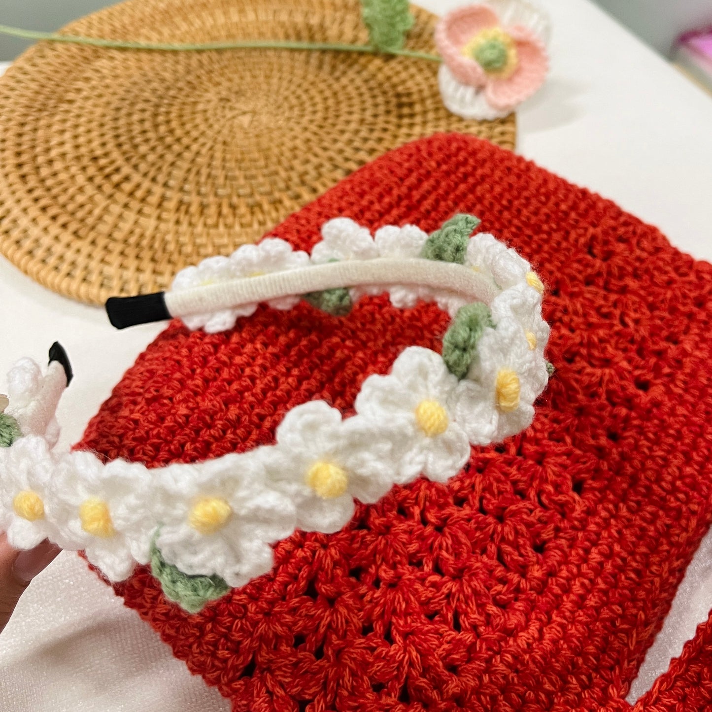 Headband Made From Handmade Crochet Yarn Wool