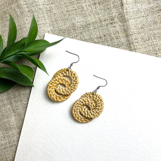 Boho Style Handmade Rattan Long Earrings For Women