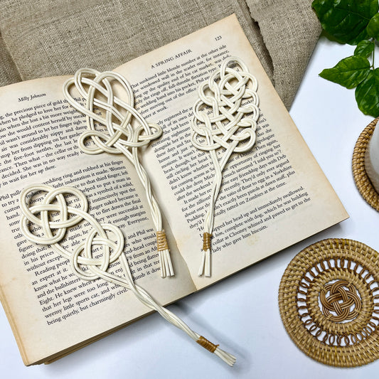 Bookmark made from bamboo and rattan woven together in tree shape